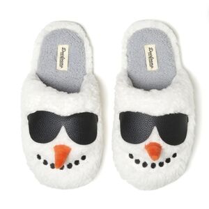 Dearfoams White and Black Snowman Slippers